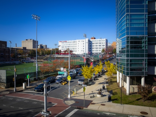 Frederick Douglas field and Life Science building, corner of Warren St. and University Ave.